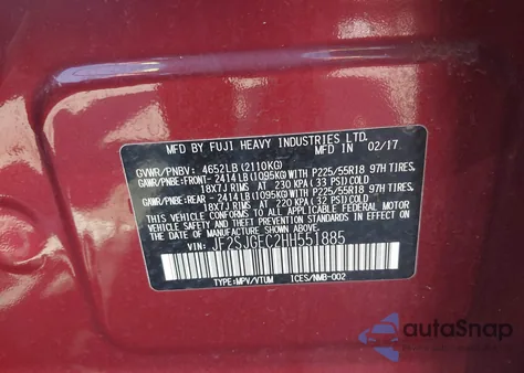 2017 Subaru Forester 2.0Xt Premium z USA, uszkodzony, nr VIN JF2SJGEC2HH551885